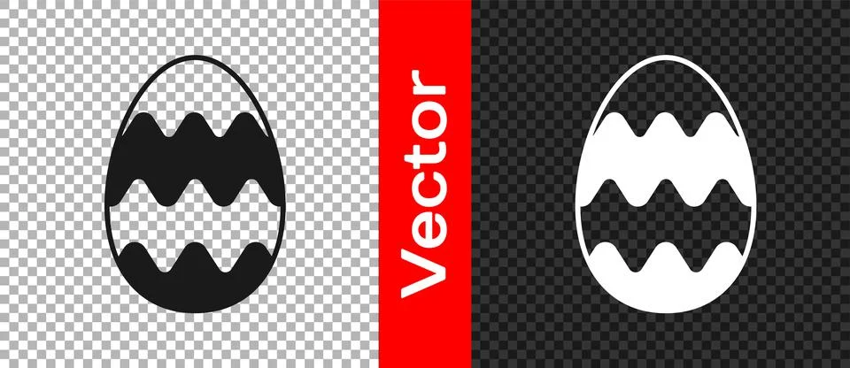 Black Easter egg icon isolated on transparent background. Happy Easter.  Vect Stock Illustration