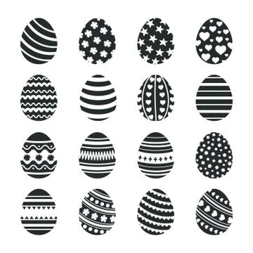 Black easter eggs icons. Christian tradition happy easter celebration egg vector Illustrazione stock