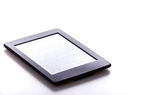 Black ebook reader or tablet on white background Stock Photos