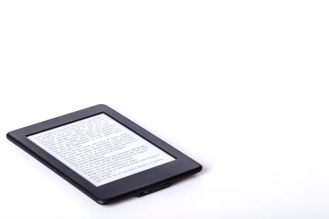 Black ebook reader or tablet on white background Stock Photos