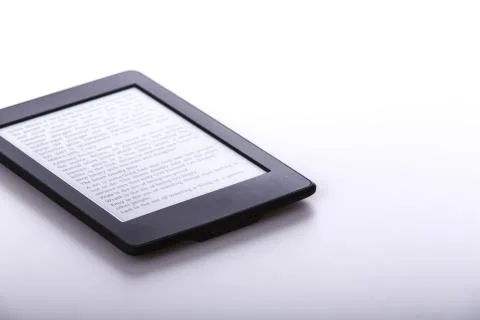 Black ebook reader or tablet on white background Stock Photos