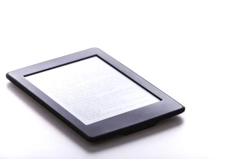 Black ebook reader or tablet on white background Stock Photos
