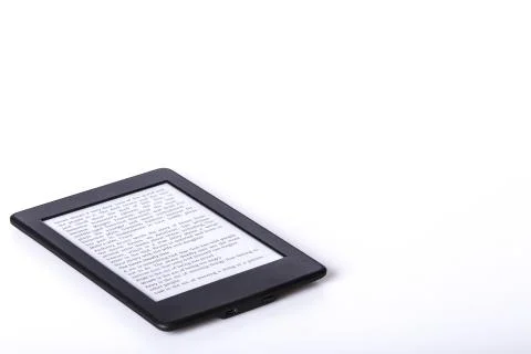 Black ebook reader or tablet on white background Stock Photos