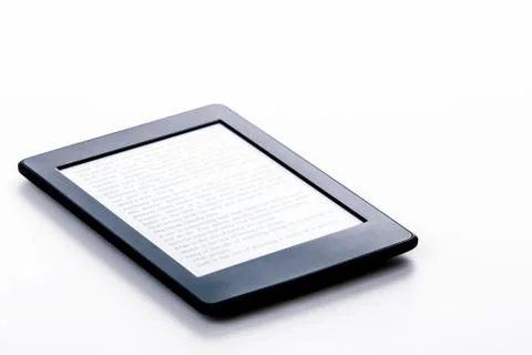 Black ebook reader or tablet on white background Stock Photos