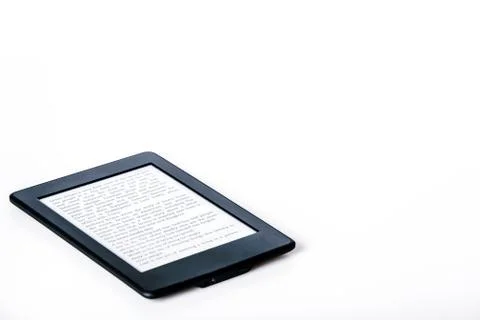 Black ebook reader or tablet on white background Stock Photos