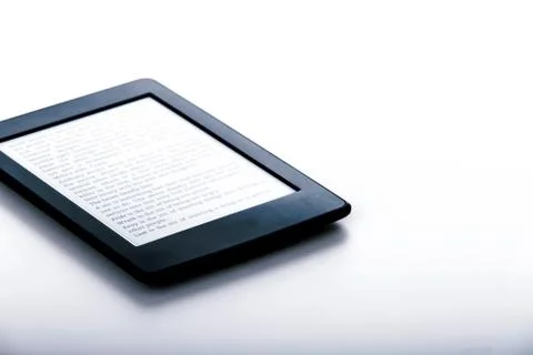 Black ebook reader or tablet on white background Stock Photos