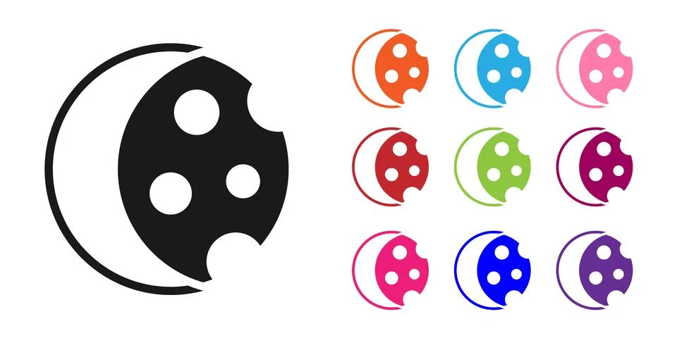 Black Eclipse of the sun icon isolated on white background. Total sonar ecl.. Stock Illustration