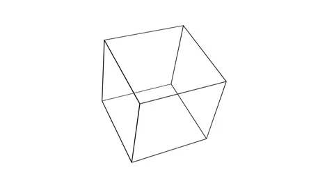Black edges cube on white bg able to loop endless Stock Footage 315232690