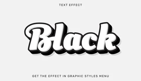Black editable text effect in 3d style Stock Illustration