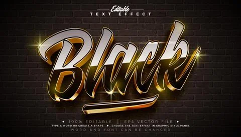Black Editable Text Effect Design Vector Graphic Style with Gold Framed Typ.. 스톡 일러스트