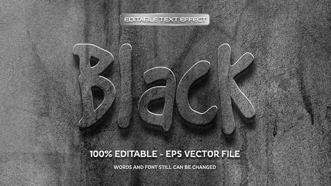 Black editable text effect with natural wall background Stock Illustration