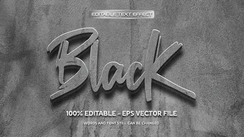 Black editable text effect with natural wall background Stock Illustration