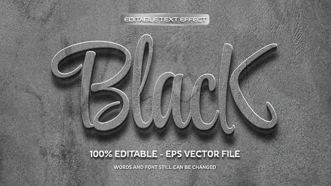 Black editable text effect with natural wall background Stock Illustration