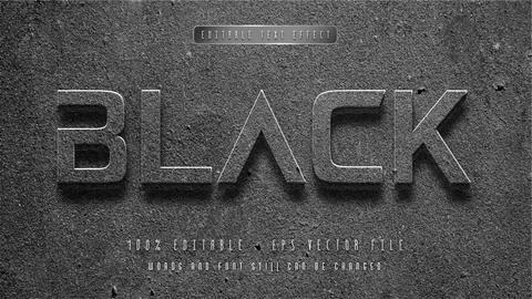 Black editable text effect with natural wall background Stock Illustration