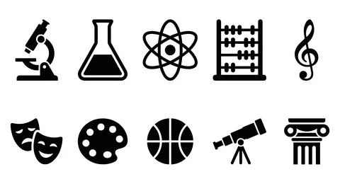 Black educational and school theme icon set. Stock Illustration