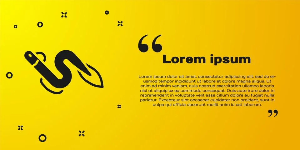 Black Eel fish icon isolated on yellow background. Vector Stock Illustration