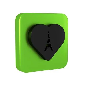 Black Eiffel tower with heart icon isolated on transparent background. Fran.. イラスト素材