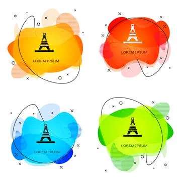 Black Eiffel tower icon isolated on white background. France Paris landmark Illustrazione stock