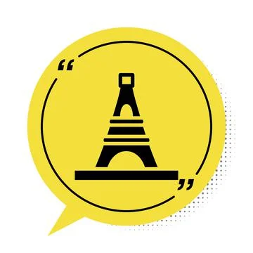 Black Eiffel tower icon isolated on white background. France Paris landmark Illustrazione stock