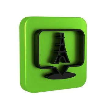 Black Eiffel tower icon isolated on transparent background. France Paris la.. Illustrazione stock