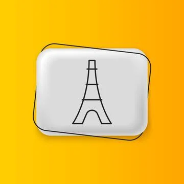 Black Eiffel tower icon isolated on yellow background. France Paris landmar.. Stock Illustration