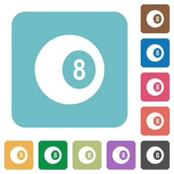 Black eight billiard ball rounded square flat icons Illustrazione stock