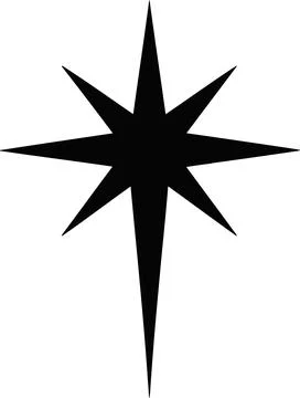 Black Eight-Pointed Star Symbol on White Background Stock Illustration