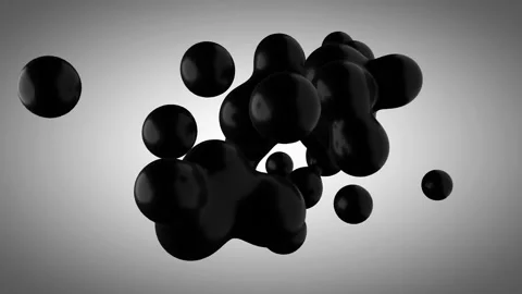 Black elastic metaball 3d. Small drops are separated from the liquid sphere a Stock Footage 143001963