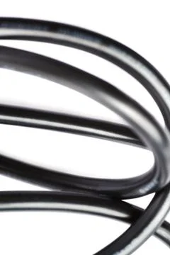 Black electric computer cable isolated over white background Foto stock