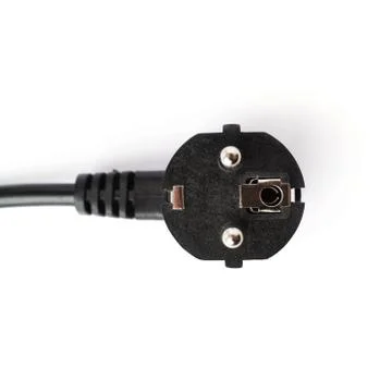 Black electric computer cable isolated over white background Foto stock