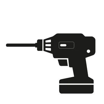Black electric drill with bit isolated on a white background with copy space Ilustração Stock