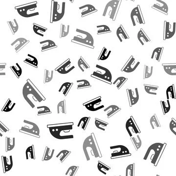 Black Electric iron icon isolated seamless pattern on white background. Steam Stockillustratie