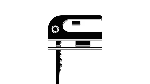 Black Electric jigsaw with steel sharp blade icon isolated on white background Stock Footage 233815247