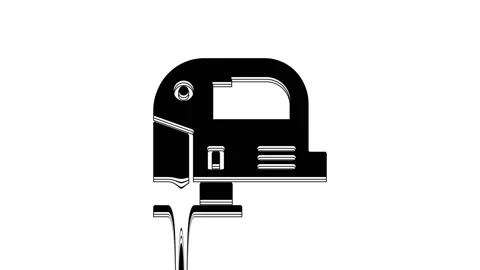 Black Electric jigsaw with steel sharp blade icon isolated on white background Stock Footage 233815299