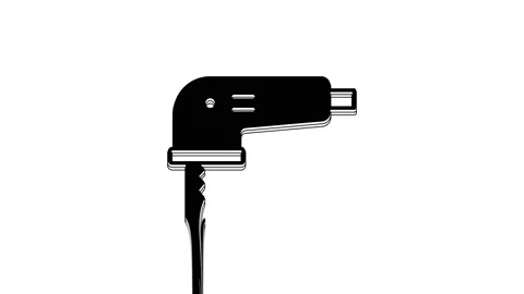Black Electric jigsaw with steel sharp blade icon isolated on white background Stock Footage 233964895