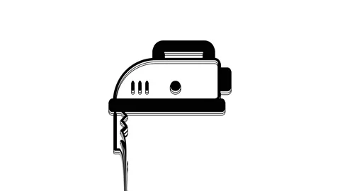 Black Electric jigsaw with steel sharp blade icon isolated on white background Stock Footage 233965070