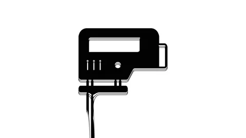 Black Electric jigsaw with steel sharp blade icon isolated on white background Stock Footage 233965242
