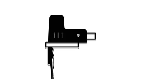 Black Electric jigsaw with steel sharp blade icon isolated on white background Stock Footage 233965529
