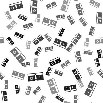 Black Electric light switch icon isolated seamless pattern on white background Illustrazione stock