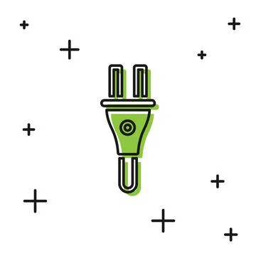 Black Electric plug icon isolated on white background. Concept of connection and Stockillustratie