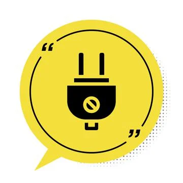 Black Electric plug icon isolated on white background. Concept of connection and Illustrazione stock