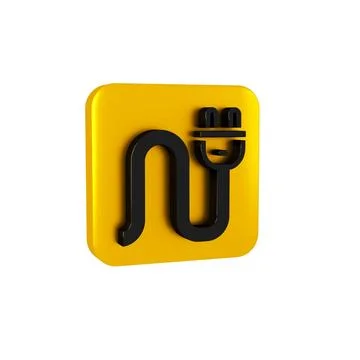 Black Electric plug icon isolated on transparent background. Concept of conne Stock Illustration