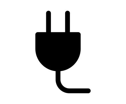 Black Electric Plug Icon with Two Pins and Curved Cable Illustration Stock Illustration
