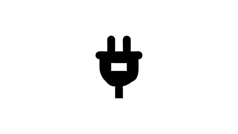 Black electric plug icon on white background Stock Footage 327761541