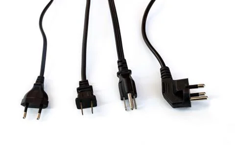 Black electric plug on white background Stock Photos