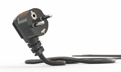 Black electric plug on white background. 3d Black electric plug on white b... Stock Photos