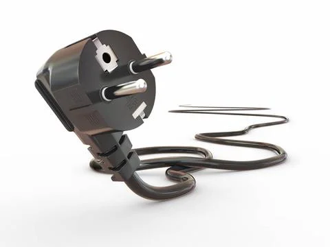 Black electric plug on white background. 3d Black electric plug on white b... Stock Photos