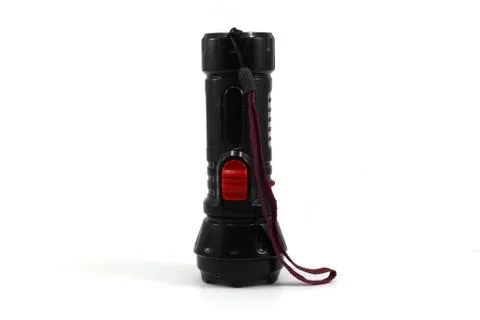 Black electric pocket Flashlight. Stock Photos