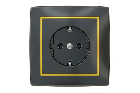 Black electric socket, 3D rendering Illustrazione stock