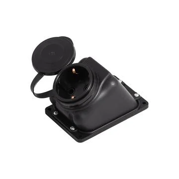 Black electric socket on white background. Stock Photos